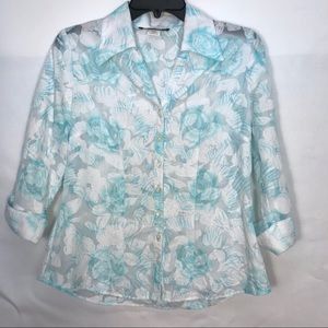Gloria Lance V Neck Button Down Womens Size Small